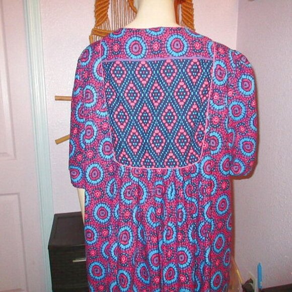 Only Necessities Maxi Dress Size 3X Pockets Artsy Patio Mumu Caftan Casual Boho - Picture 9 of 10